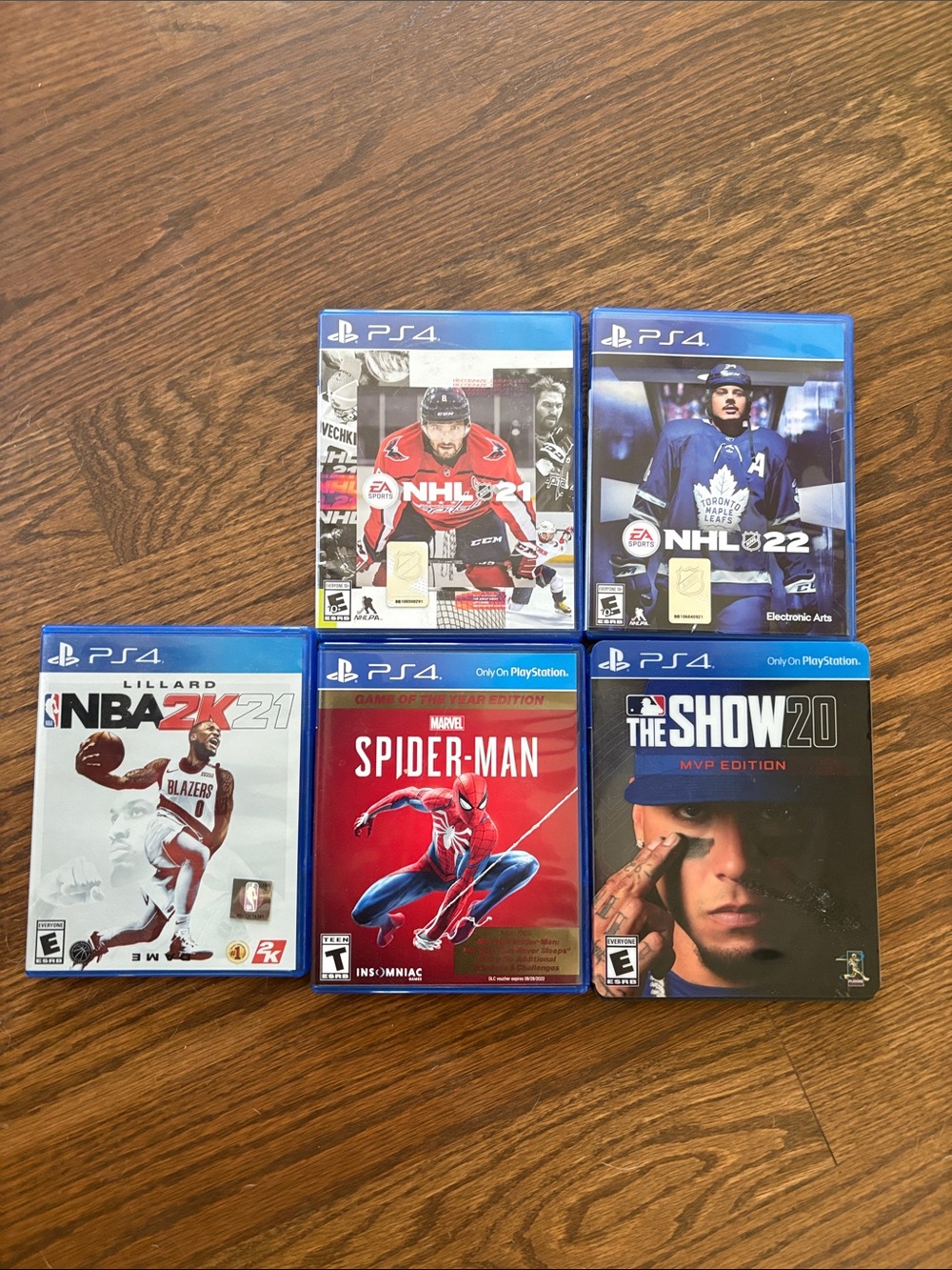 Sony PS4 Game Bundle - NHL, Spider-Man, NBA2K21, The Show